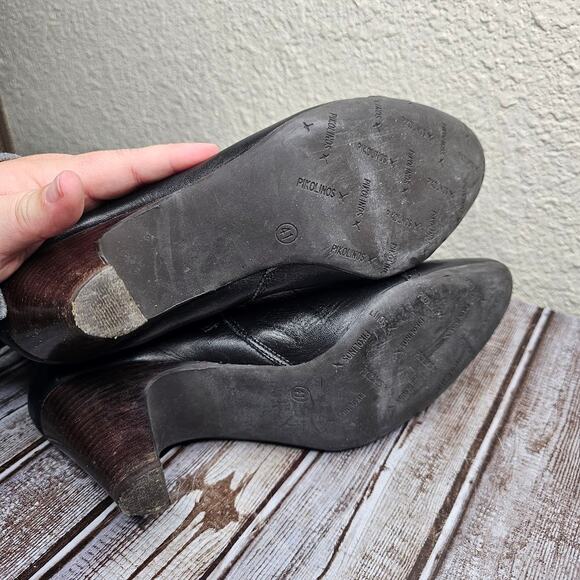 Pikolinos black leather tall knee high heeled boots Women's size 41 - Picture 5 of 7